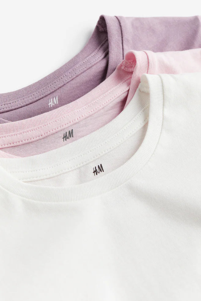 H&M Pink, White, Purple T-Shirts-Pack of 3