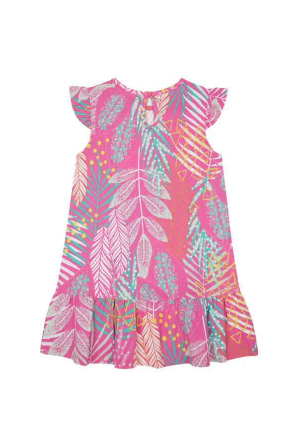 Mothercare Girls' Pink Printed Drop-Waist Jersey Dress
