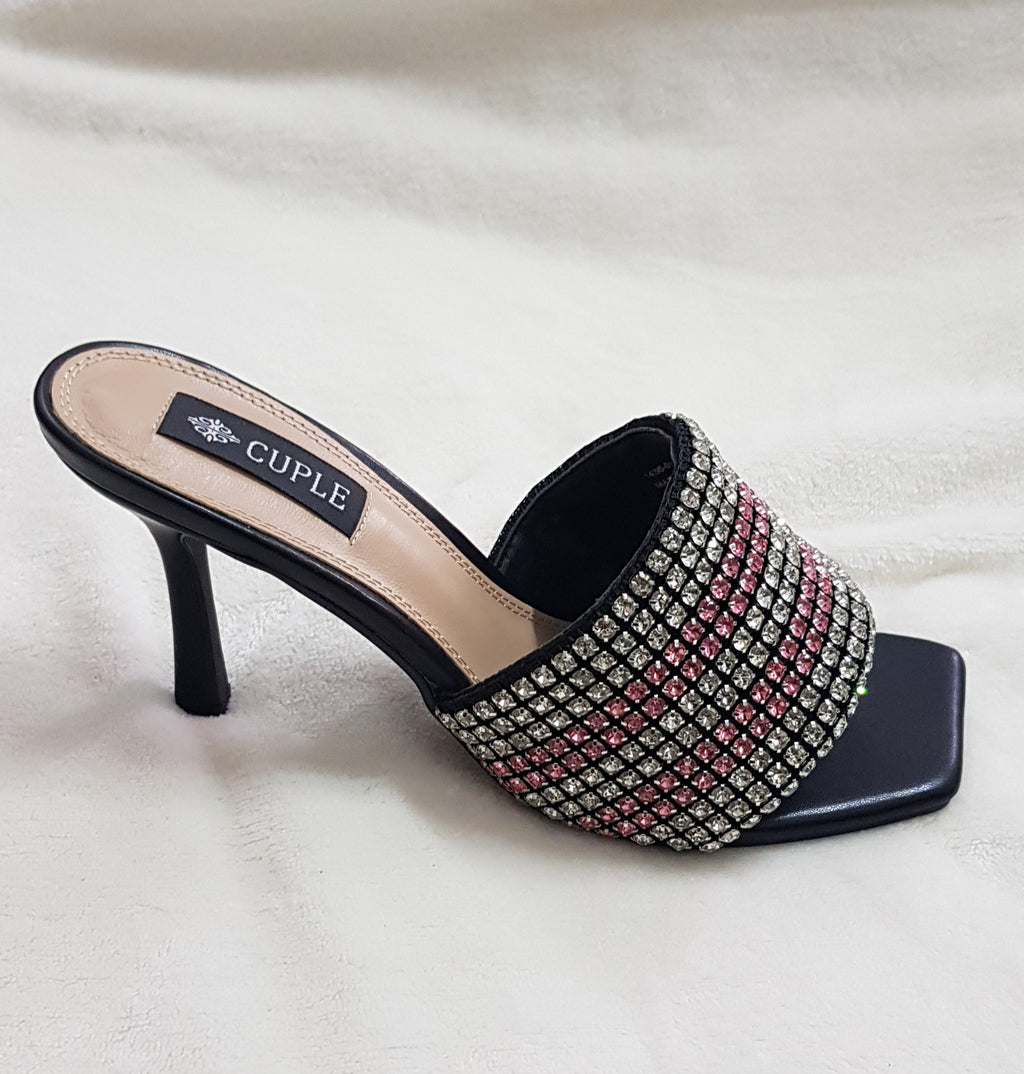 Cuple Black and Silver Stones Heels