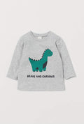 H&M Grey Shirt with Green Dino Print
