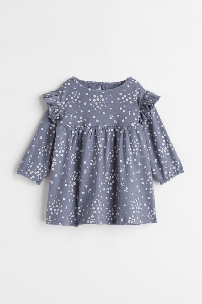 H&M Grey Floral Jersey Dress