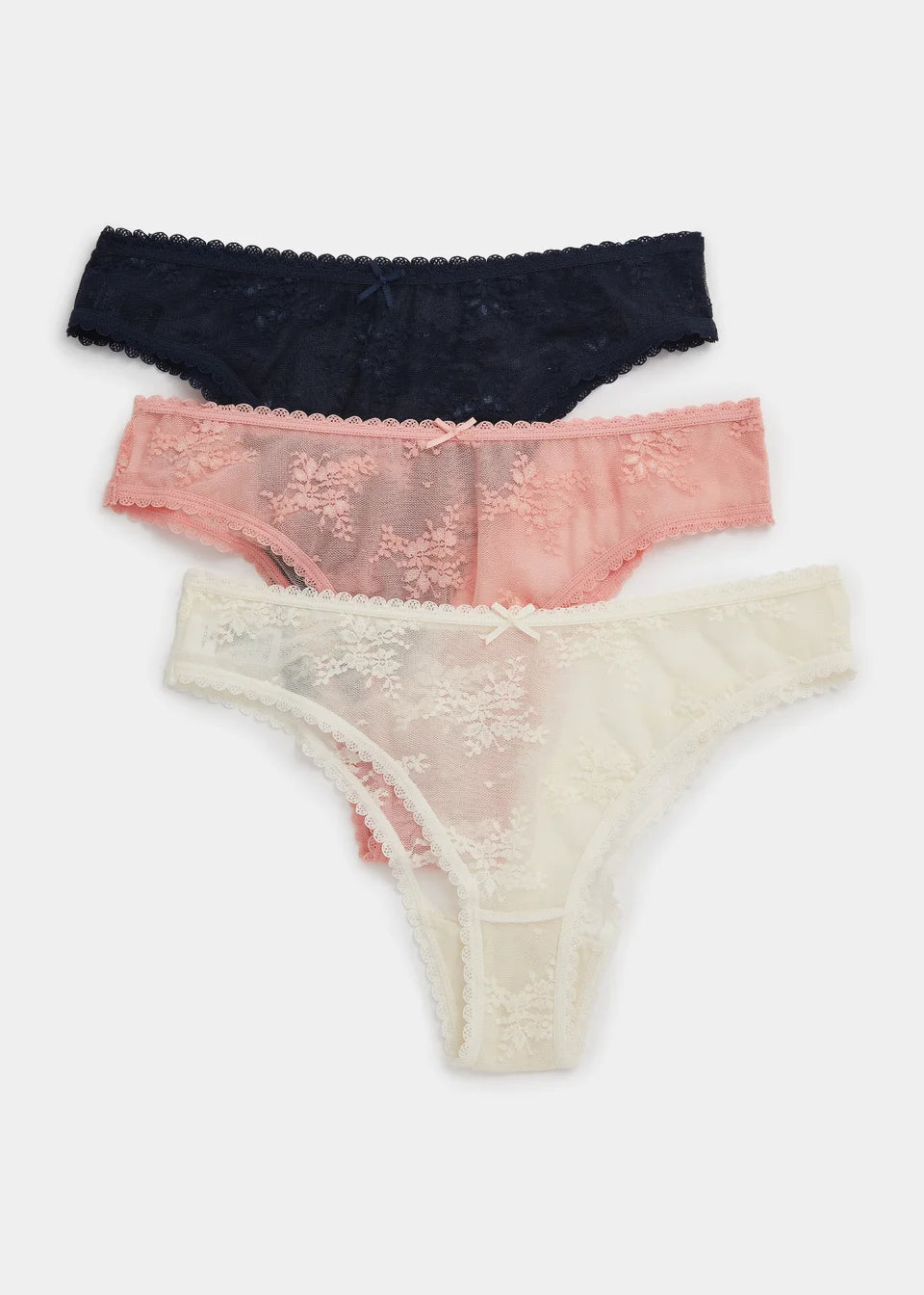 Matalan 3 Pack Floral Lace Brazilian Knickers