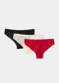 Matalan 3 Pack Pink Lace Brazilian Knickers