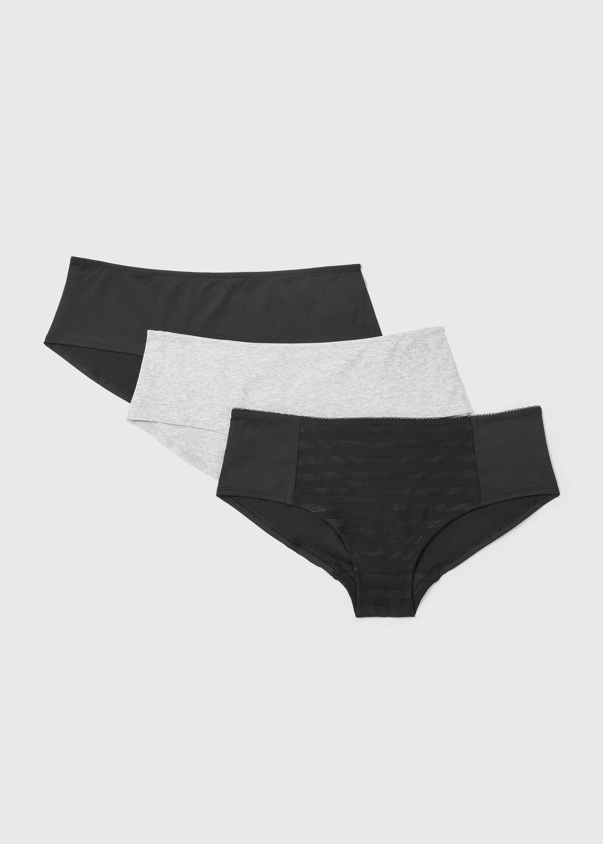 Matalan 3 Pack Black Stripe Short Knickers
