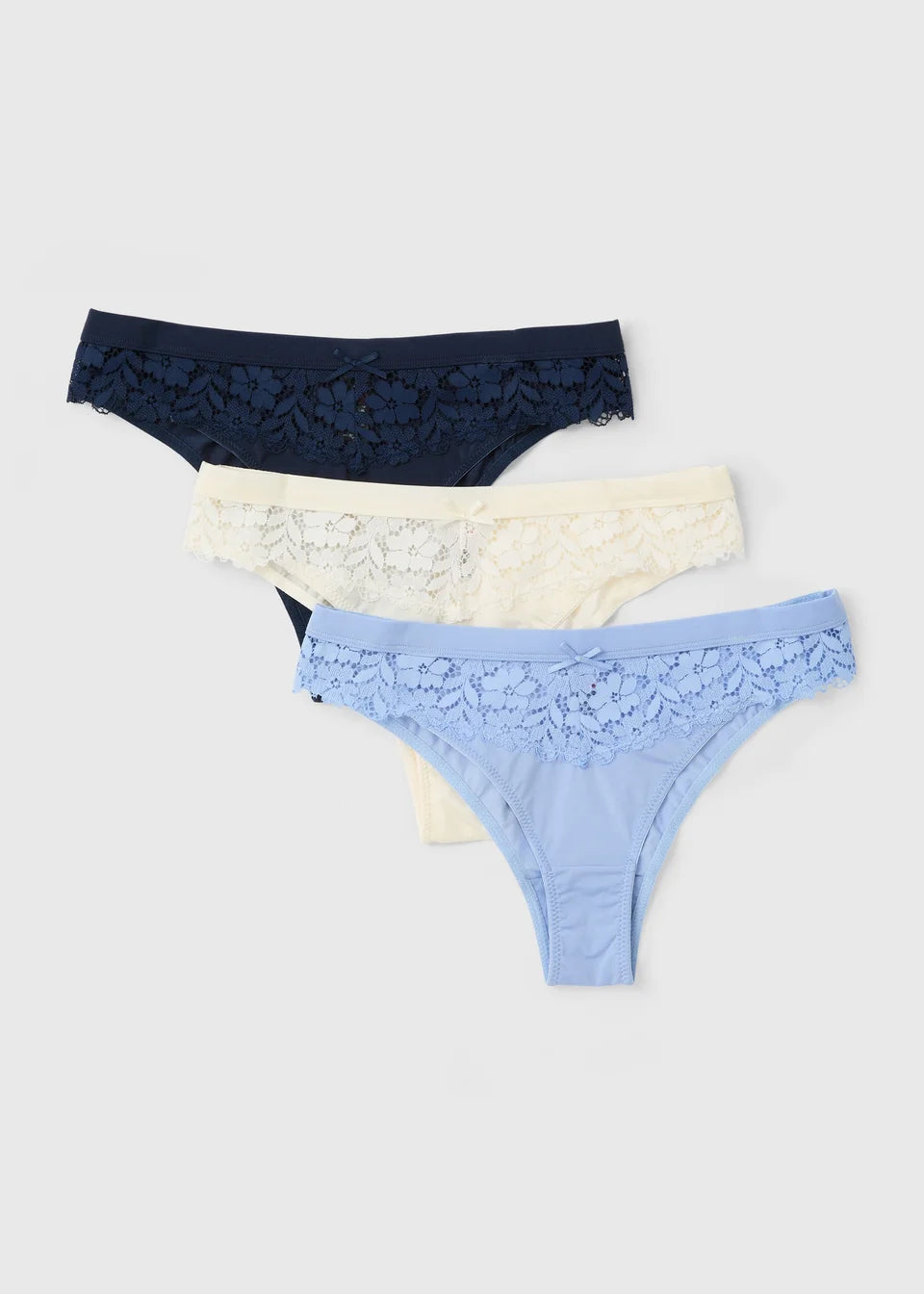 Matalan 3 Pack Blue & Navy Brazilian Lace Briefs-pack of 3