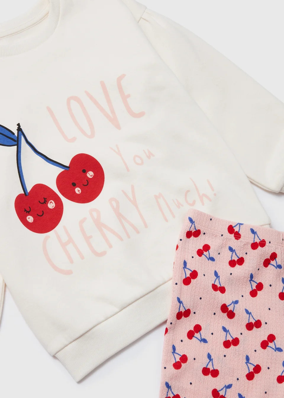 Matalan Pink Cherry Sweatshirt & Flared Bottoms Set