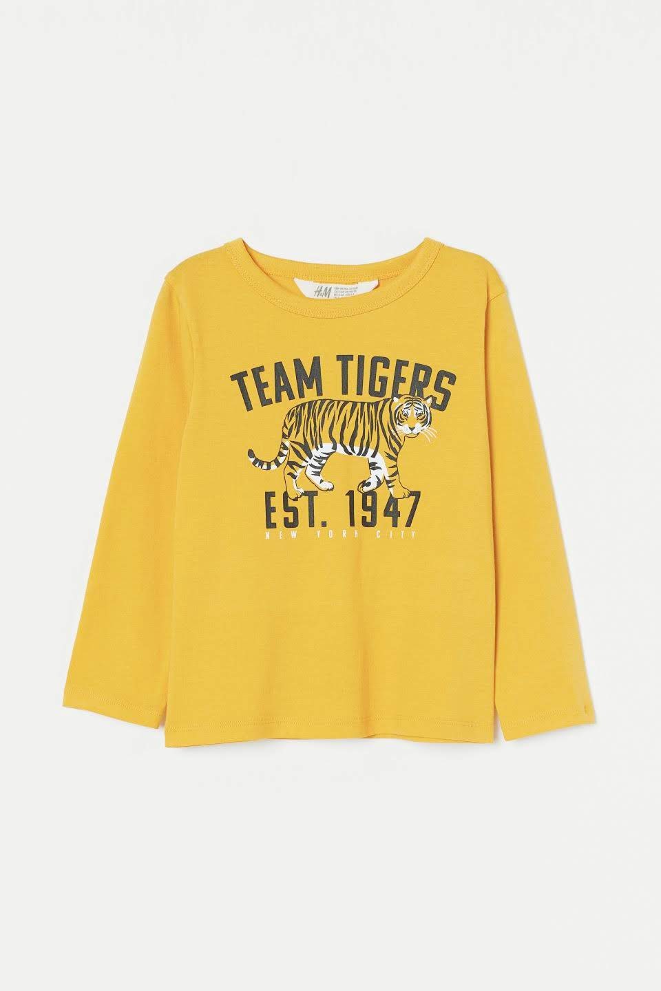 H&M Printed Jersey Top Yellow Team Tigers
