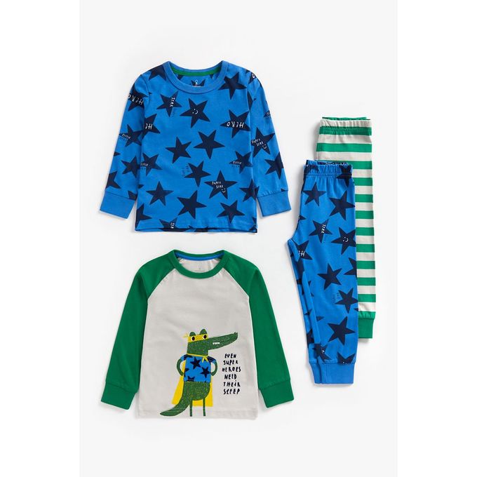 Mothercare Boy Dino Blue Green Star Pyjamas-2 Pack