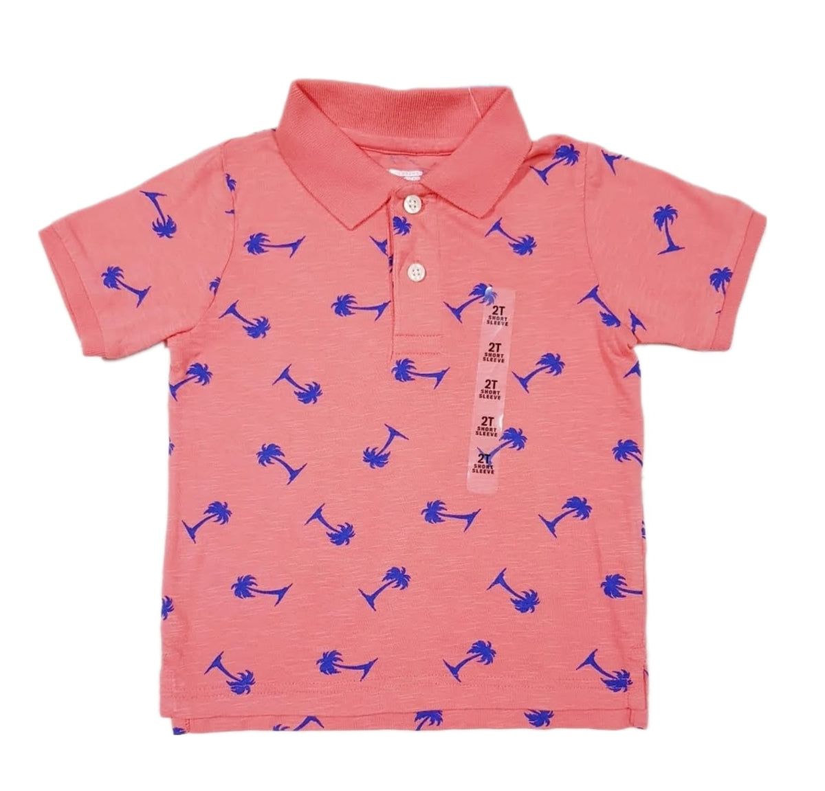 The Children's Place Pink with Blue Palm Tree Polo T-Shirt