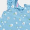 Mothercare Floral and Plain Ruffled Sleeves Tops-2 Pack
