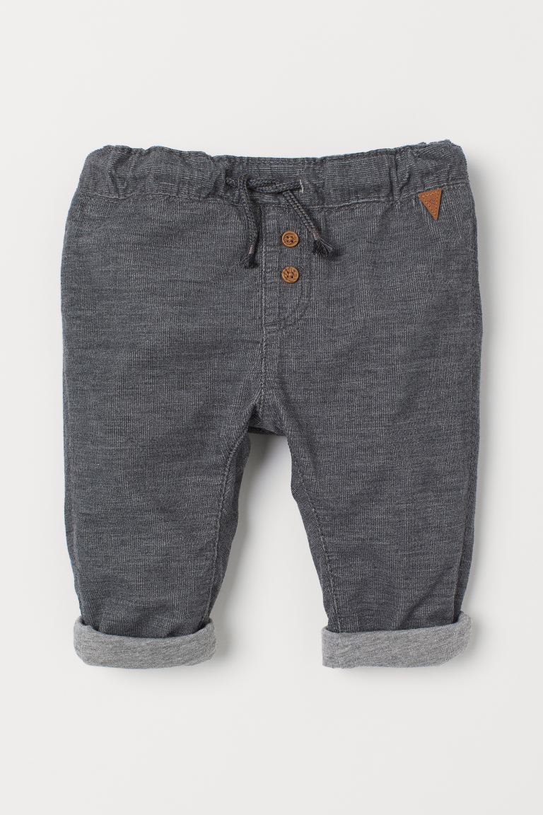 H&M Grey Fully Lined Corduroy Trousers