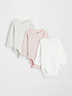 H&M3-pack long-sleeved cotton bodysuits