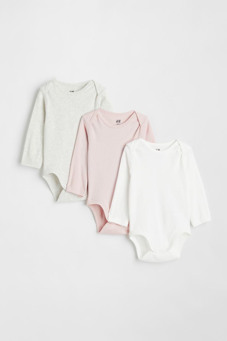 H&M3-pack long-sleeved cotton bodysuits