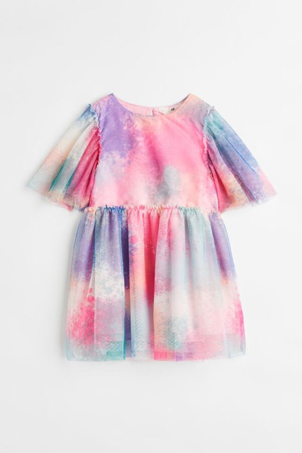 H&M Patterned Tulle Tie and Dye Dress
