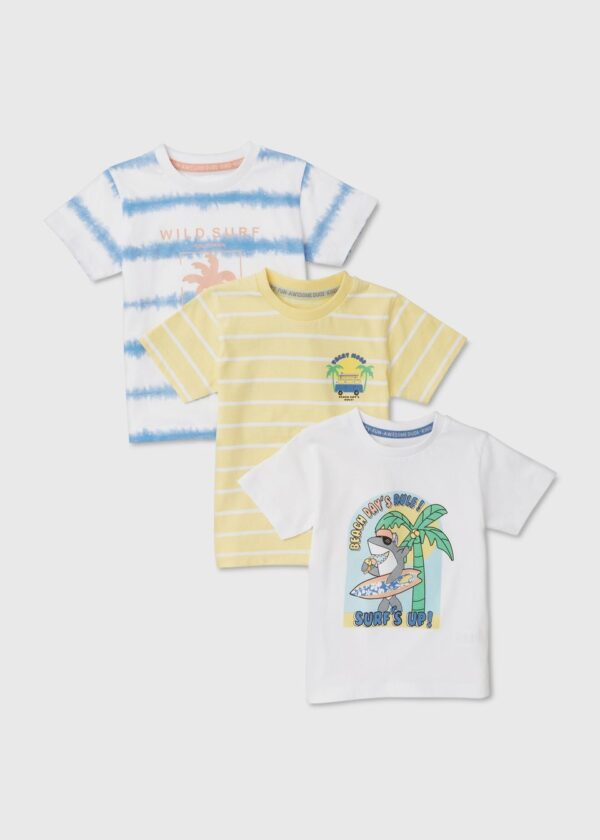 Matalan Beach Day Boy T-Shirts-Pack of 3