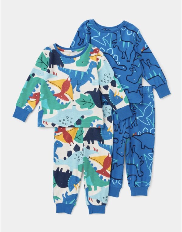 Matalan Boys 2 Pack Blue Dino Pyjama Set